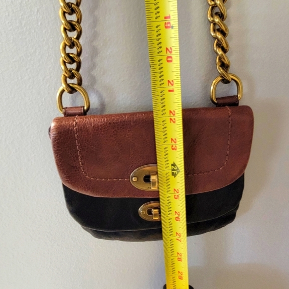 Fossil mini crossbody, black & cognac leather. - Picture 8 of 8